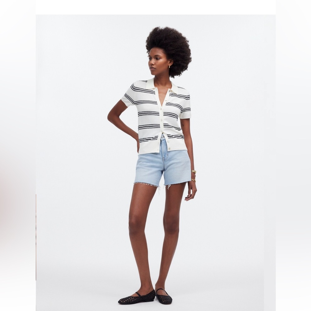 Madewell Polo Tee in Stripe Size XXS